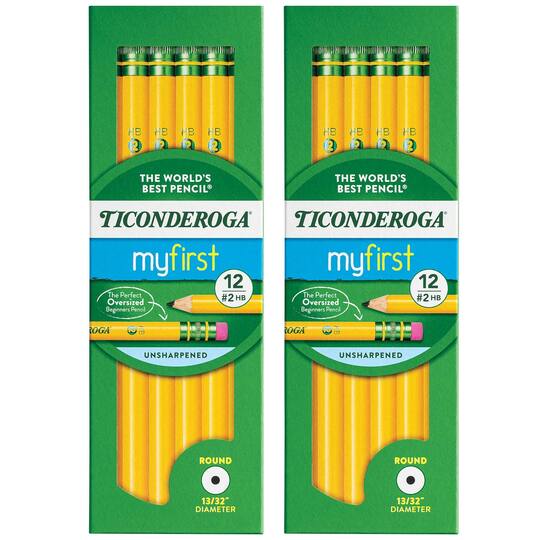 Ticonderoga® Beginners® 0.4mm 2HB Pencils with Eraser, 2 Packs of 12